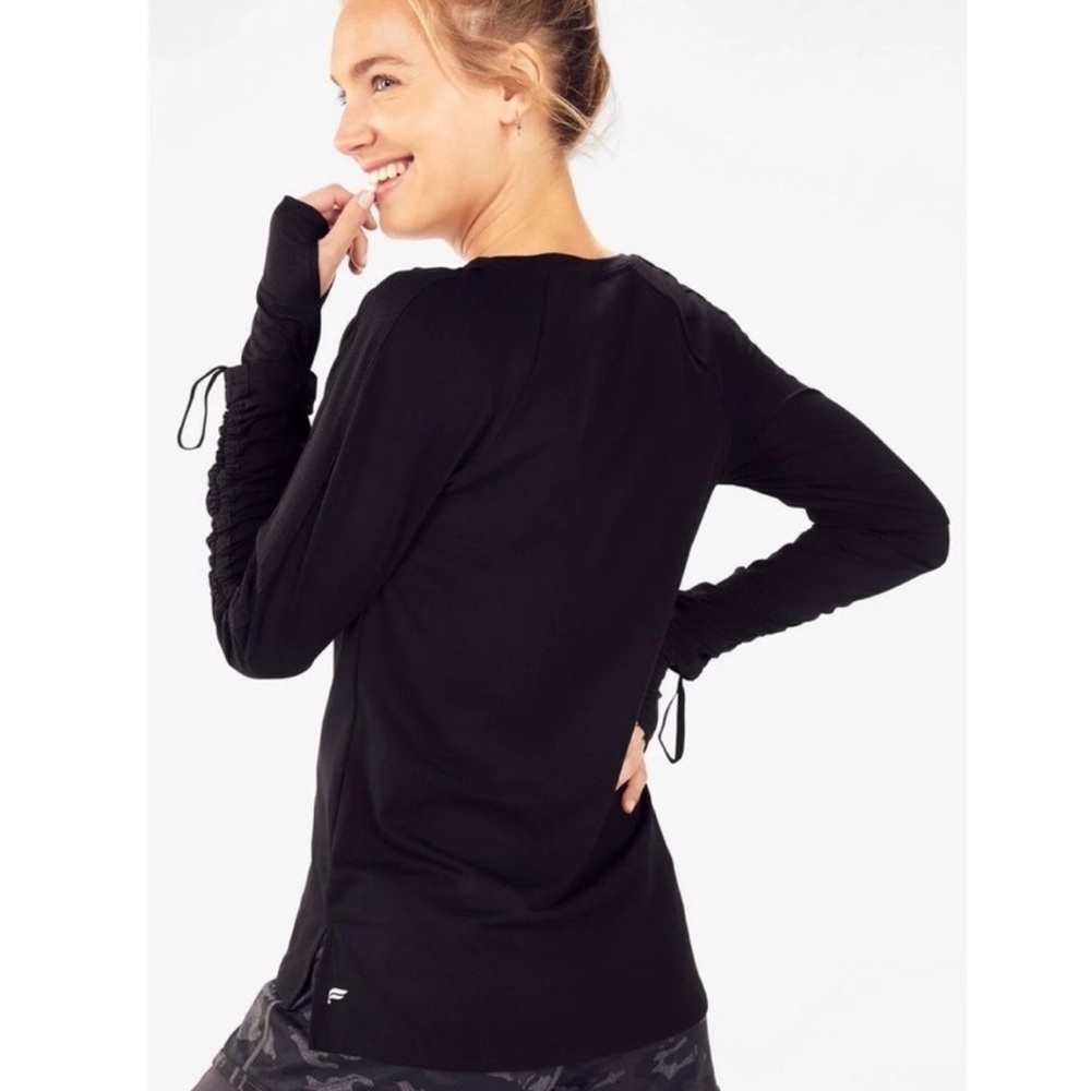 Fabletics Cashel Adjustable Sleeve Crewneck Long Sleeve Top Black